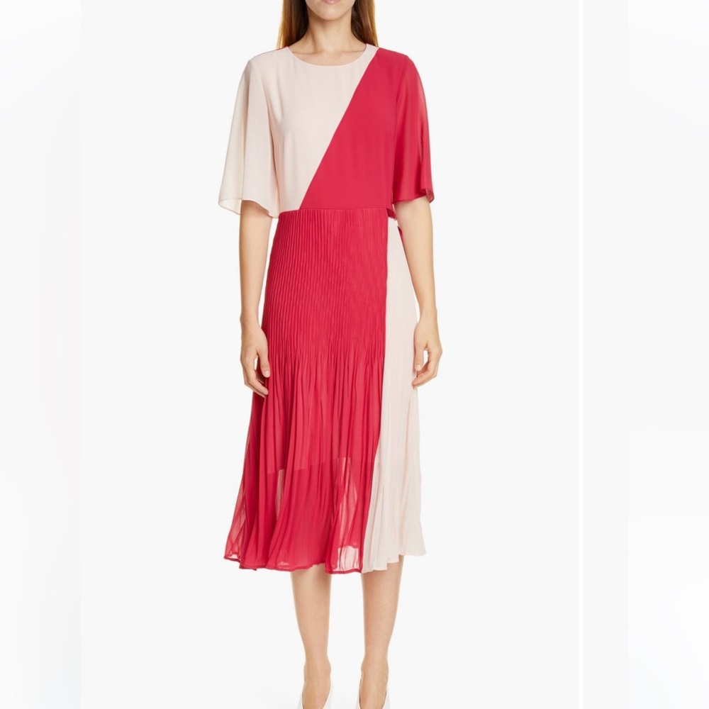 Hugo Boss Pink Sheer Sleeves Long Length Dress